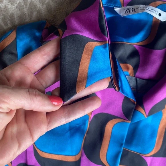 Zara Blue and Purple Geometric Maxi Dress - Picture 8 of 16